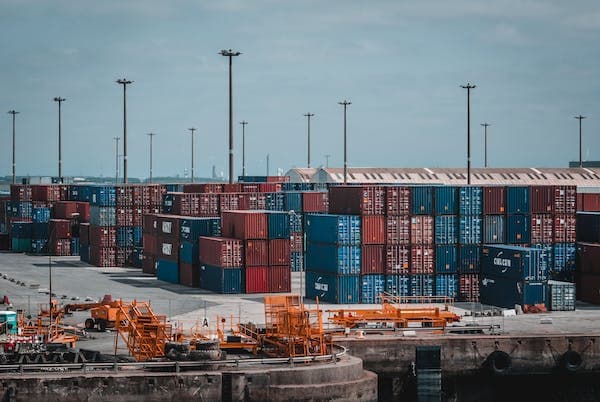 shipping containers on a dock